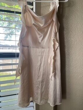 Cider Satin Cowl Neck Mini Dress in Light Blush